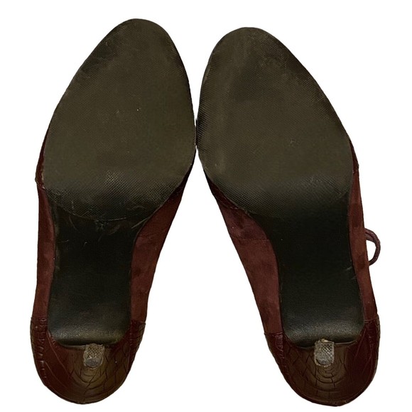 Alfani Step n Flex Zinea Maroon Leather Granny Heel Bootie Sz 5M EUC GrandmaCore - Picture 4 of 8